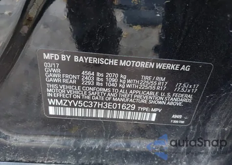 2017 Mini Countryman Cooper из США, поврежденный, VIN WMZYV5C37H3E01629